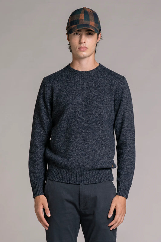 Maglia girocollo moulinè blu