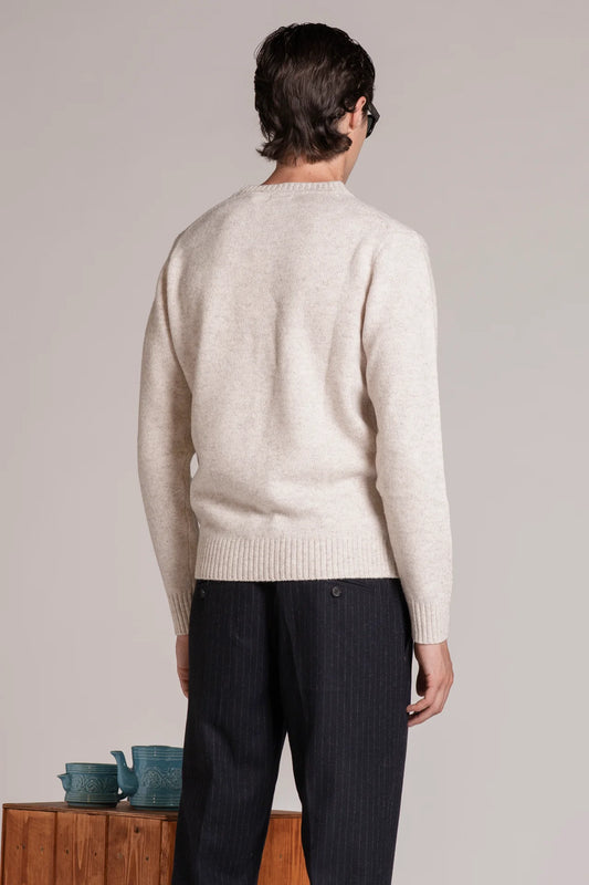 Maglia girocollo moulinè ecrù