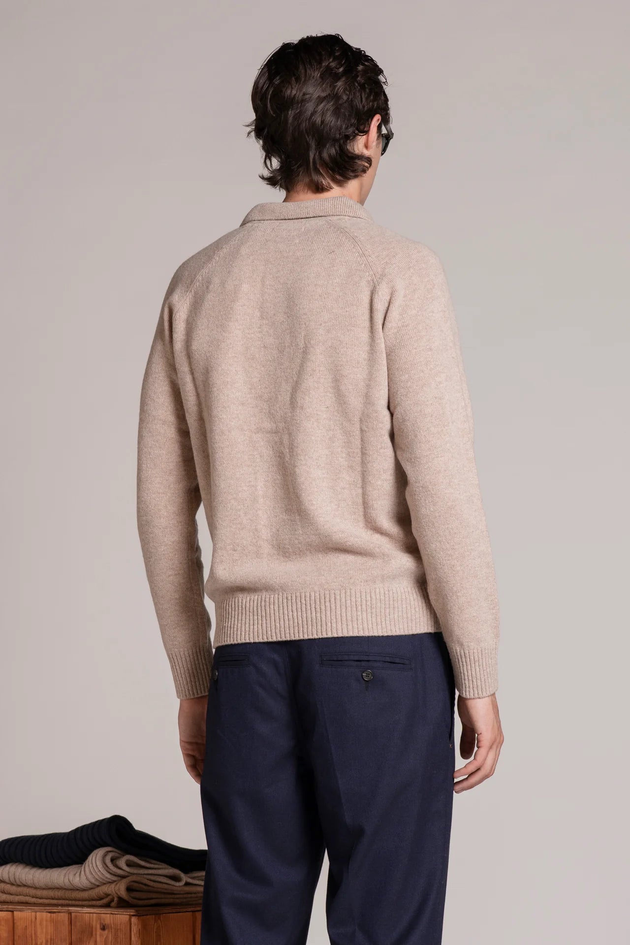 Polo in lambswool beige Colin