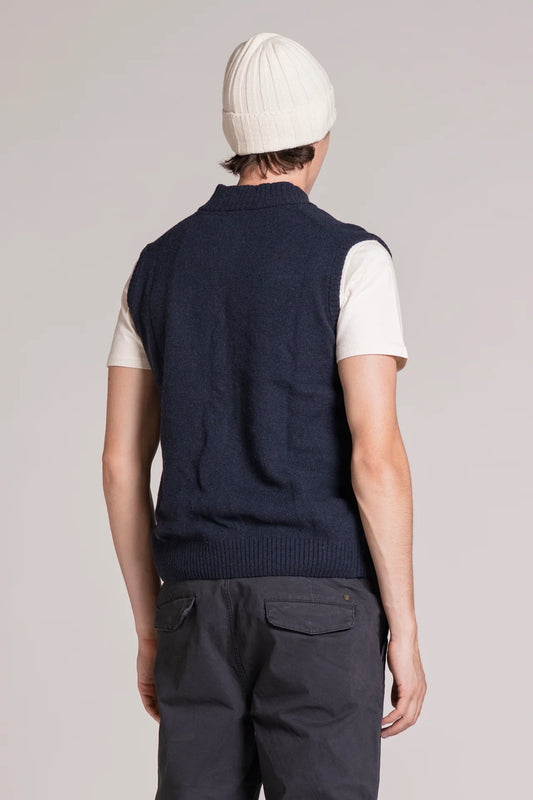 Gilet bottoni in lambswool lite blu
