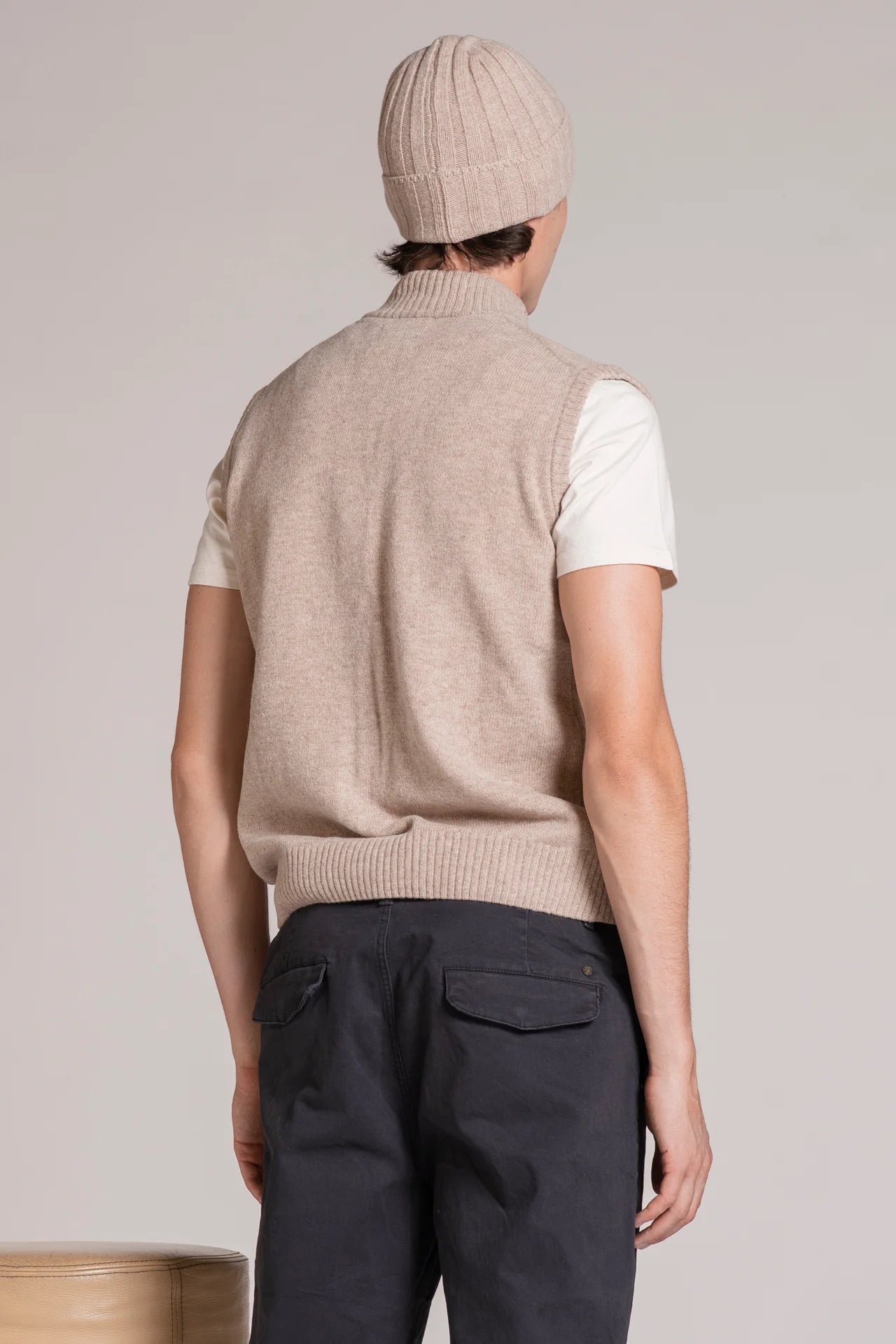 Gilet bottoni in lambswool lite beige