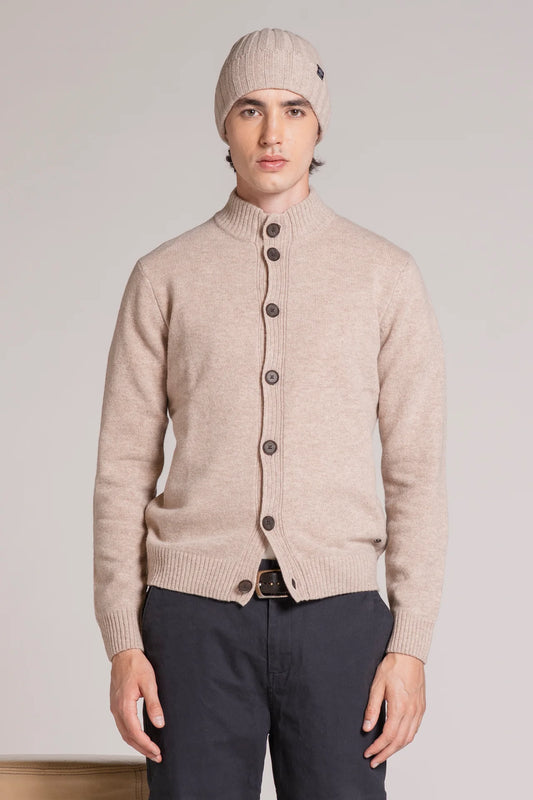 Cardigan bottoni in lana chase beige