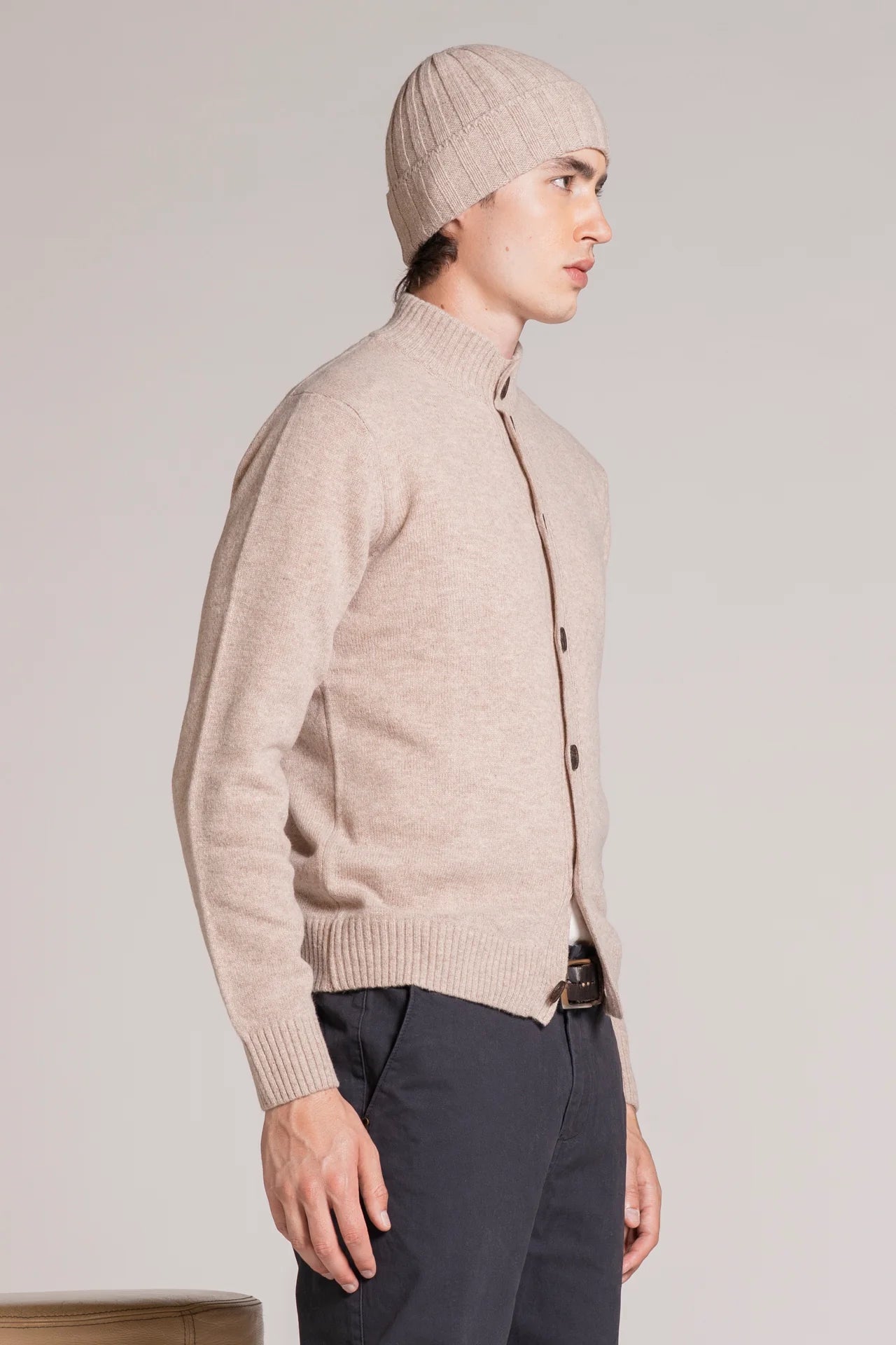 Cardigan bottoni in lana chase beige