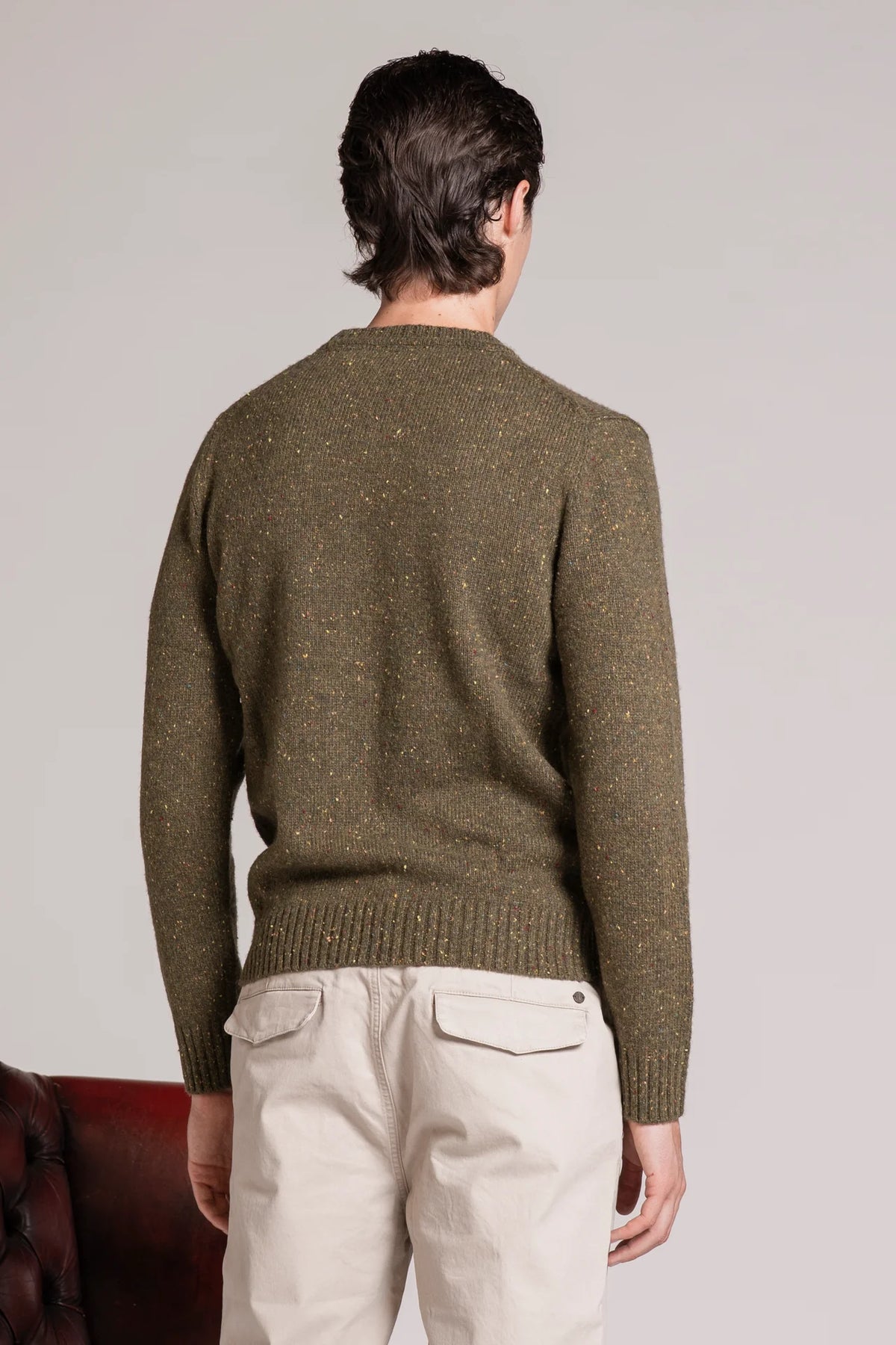 Maglia girocollo filato bottonato george verde