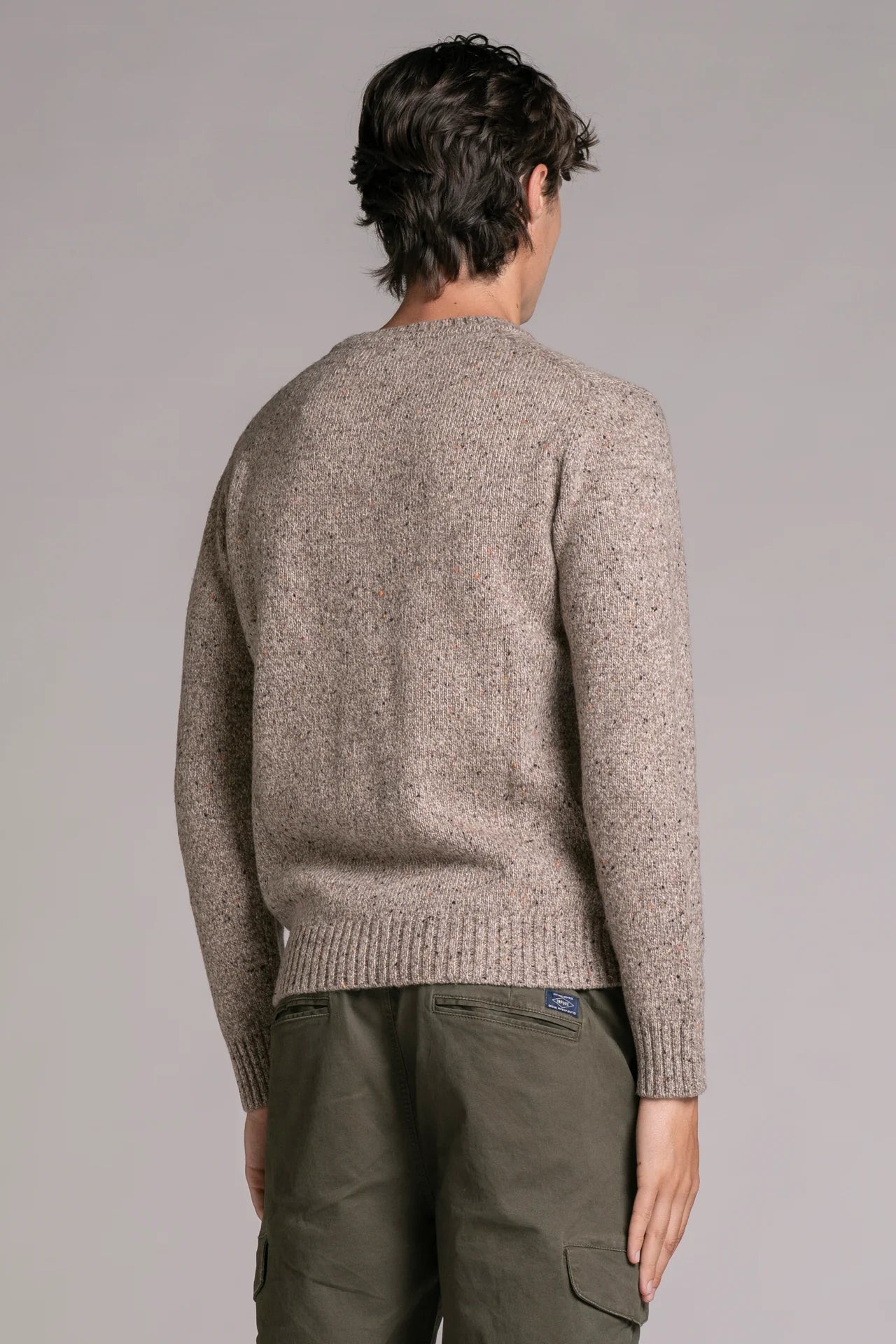 Maglia girocollo filato bottonato george beige