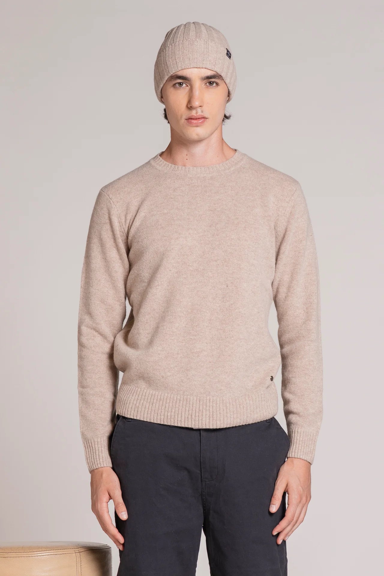 Maglia girocollo lambswool charlie beige