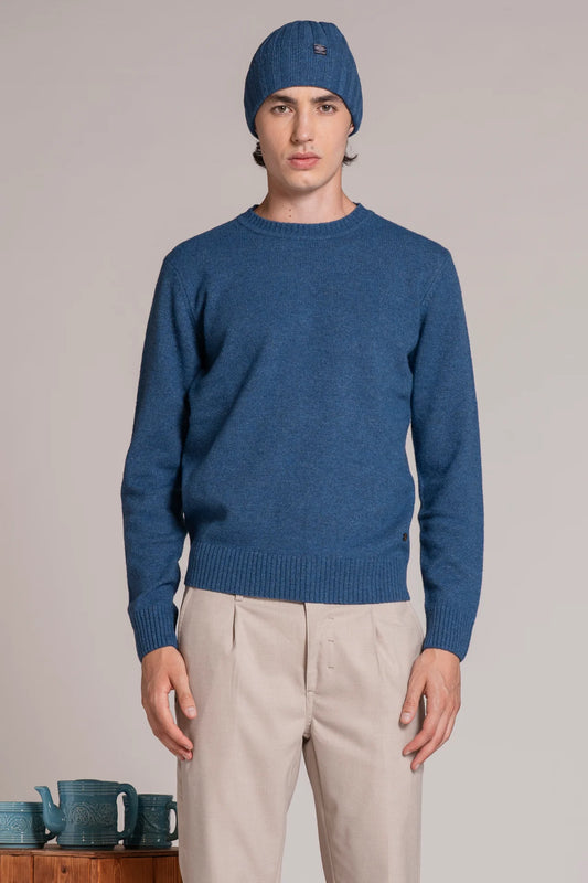 Maglia girocollo lambswool charlie azzurro
