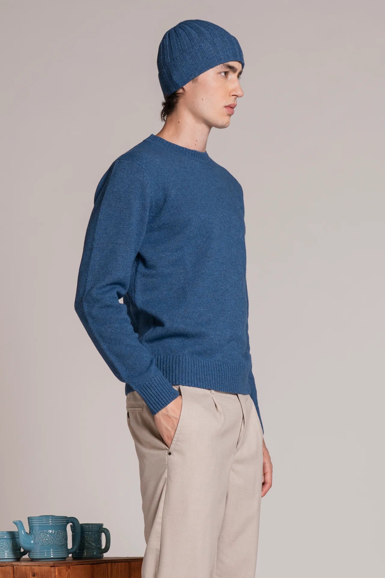 Maglia girocollo lambswool charlie azzurro