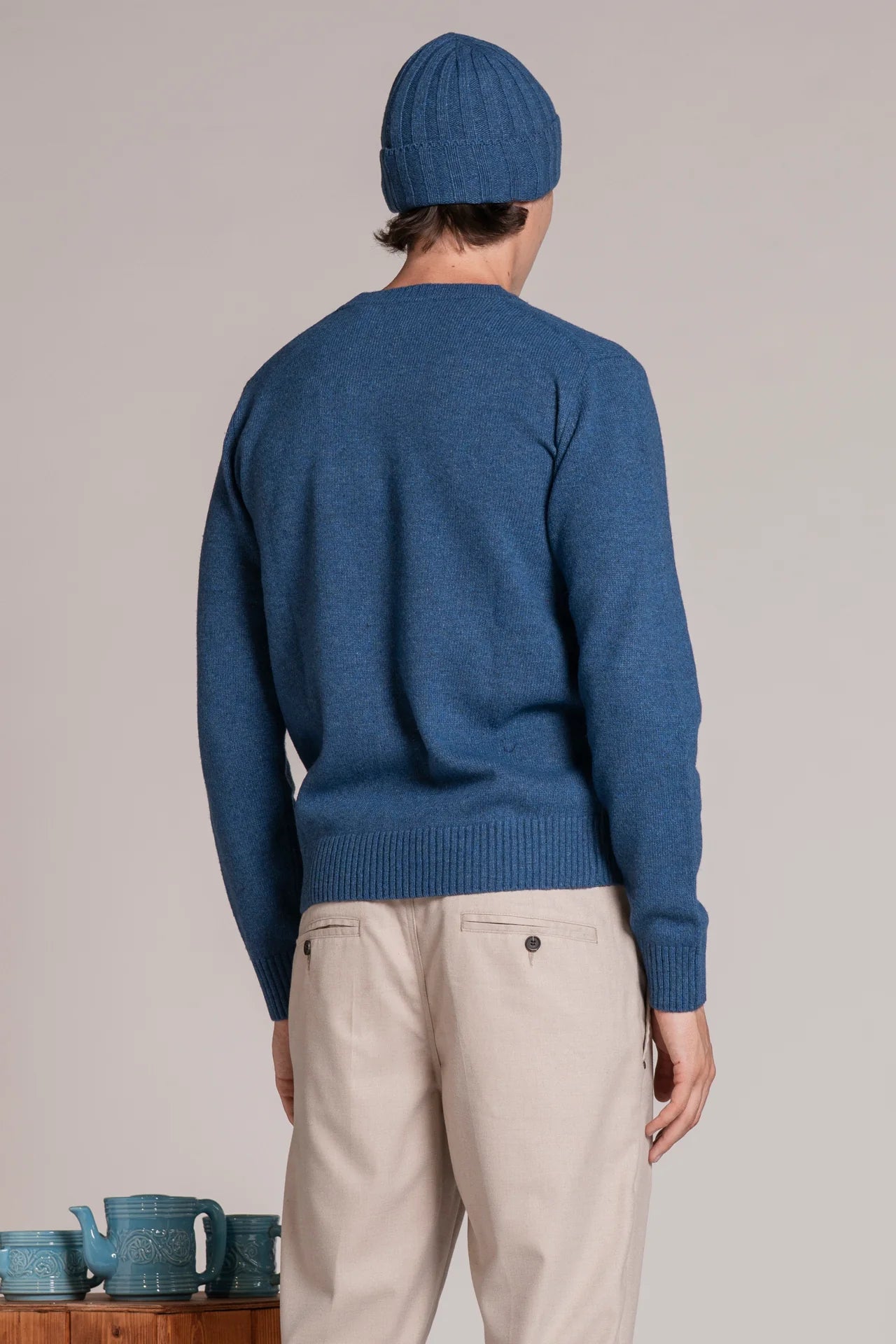 Maglia girocollo lambswool charlie azzurro