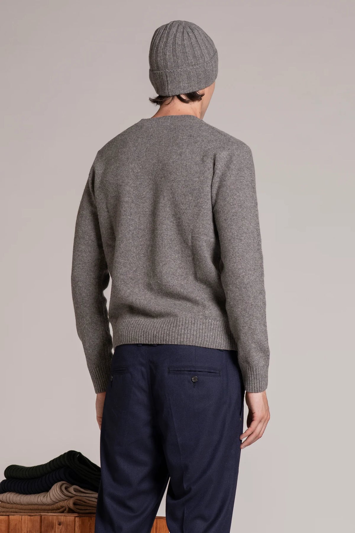 Maglia girocollo lambswool charlie grigio mélange