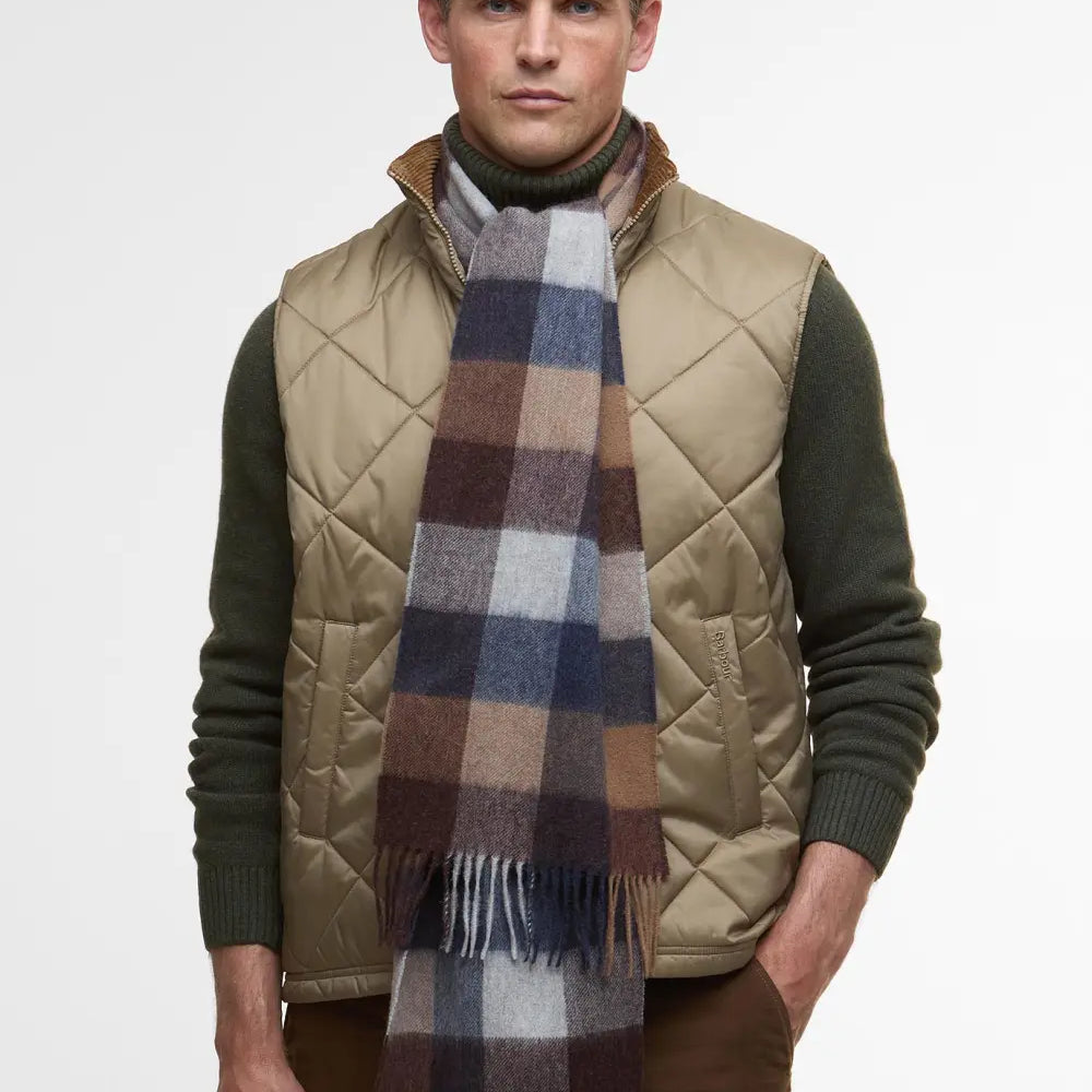 Sciarpa Tattersal lambswool marrone