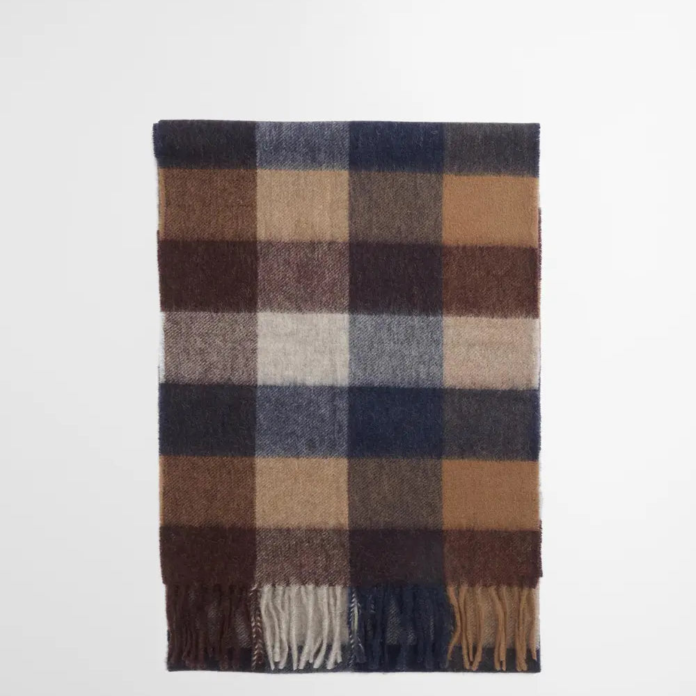 Sciarpa Tattersal lambswool marrone