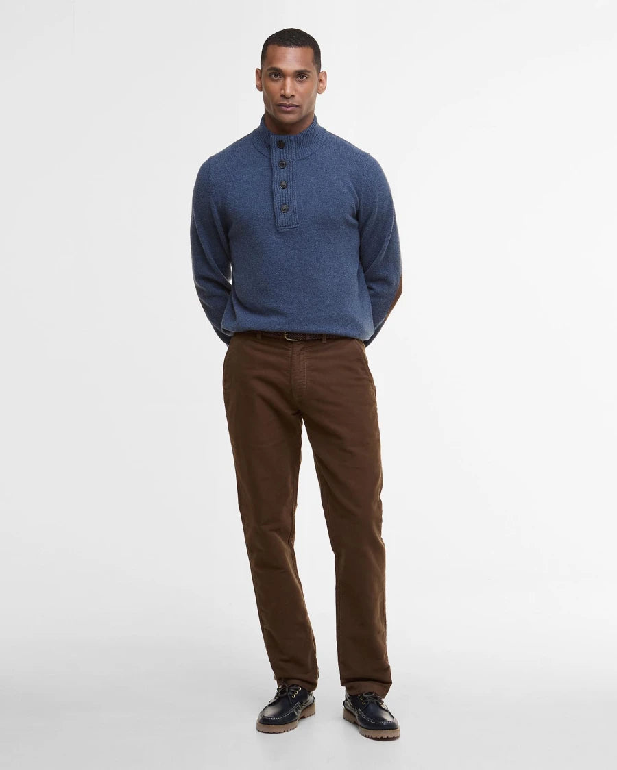 Maglia mezza zip con toppa sul gomito azzurro