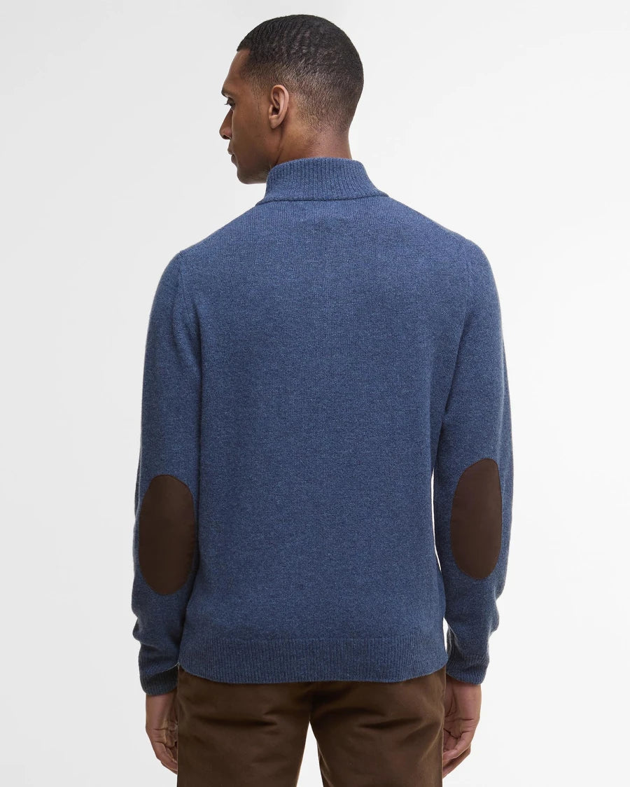 Maglia mezza zip con toppa sul gomito azzurro