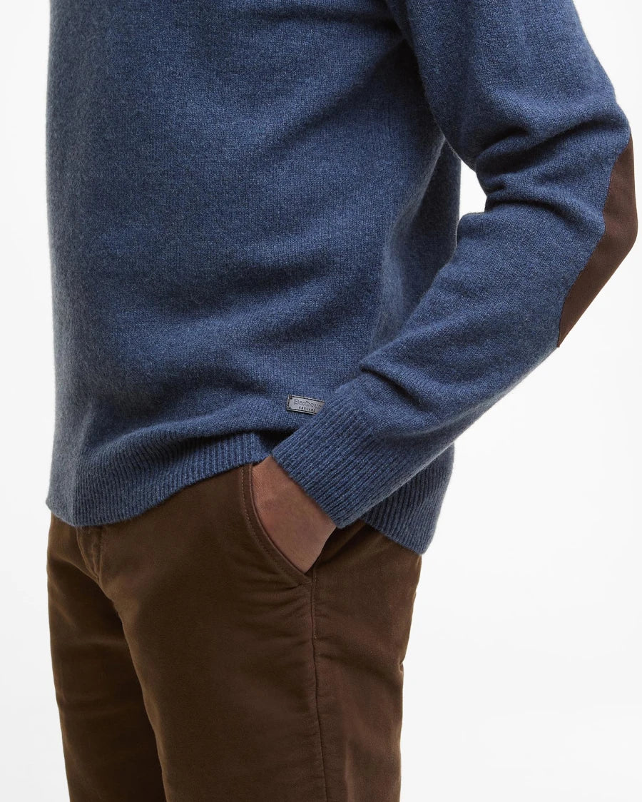 Maglia mezza zip con toppa sul gomito azzurro