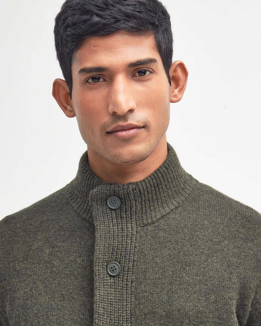 Cardigan con zip e toppe verde