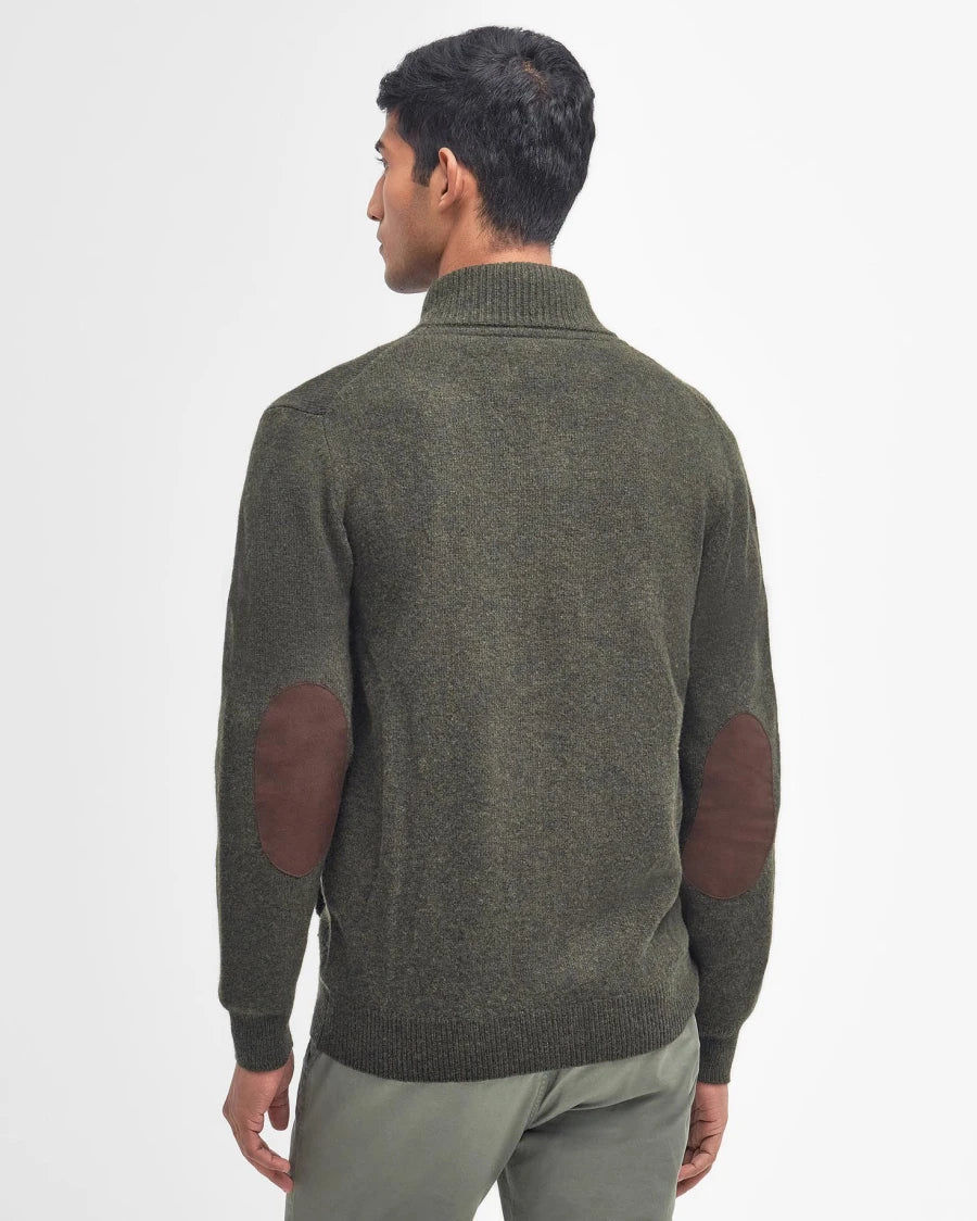 Cardigan con zip e toppe verde