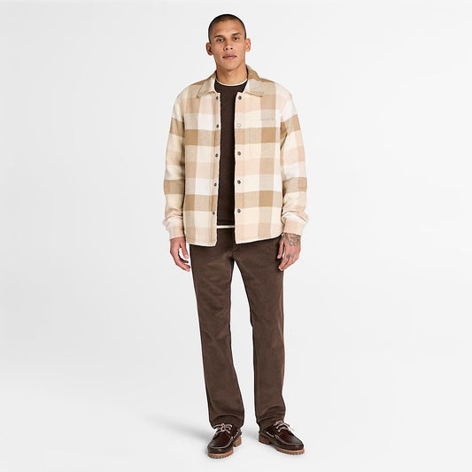 Overshirt in check con fodera orsetto beige