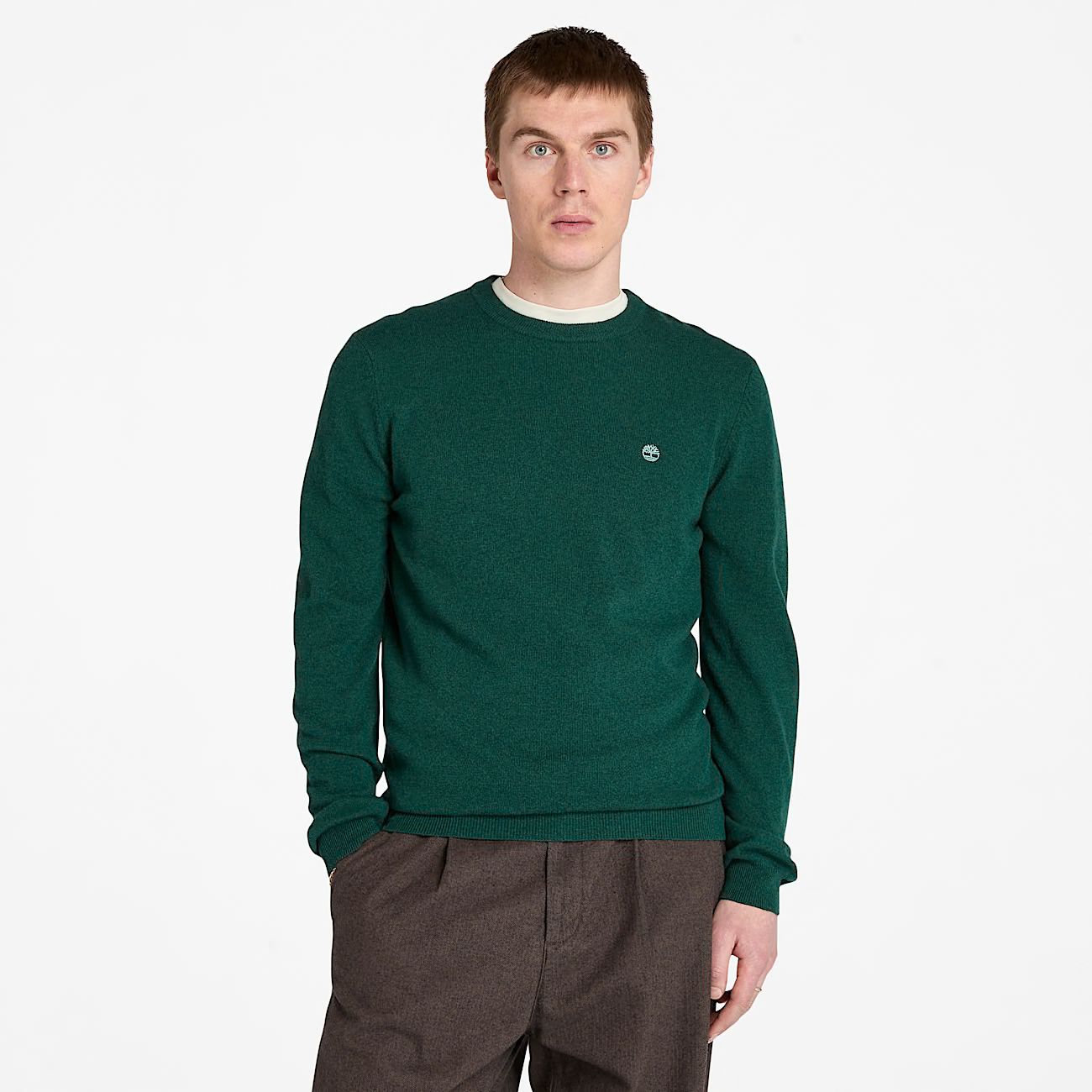 Maglia girocollo in Merino verde