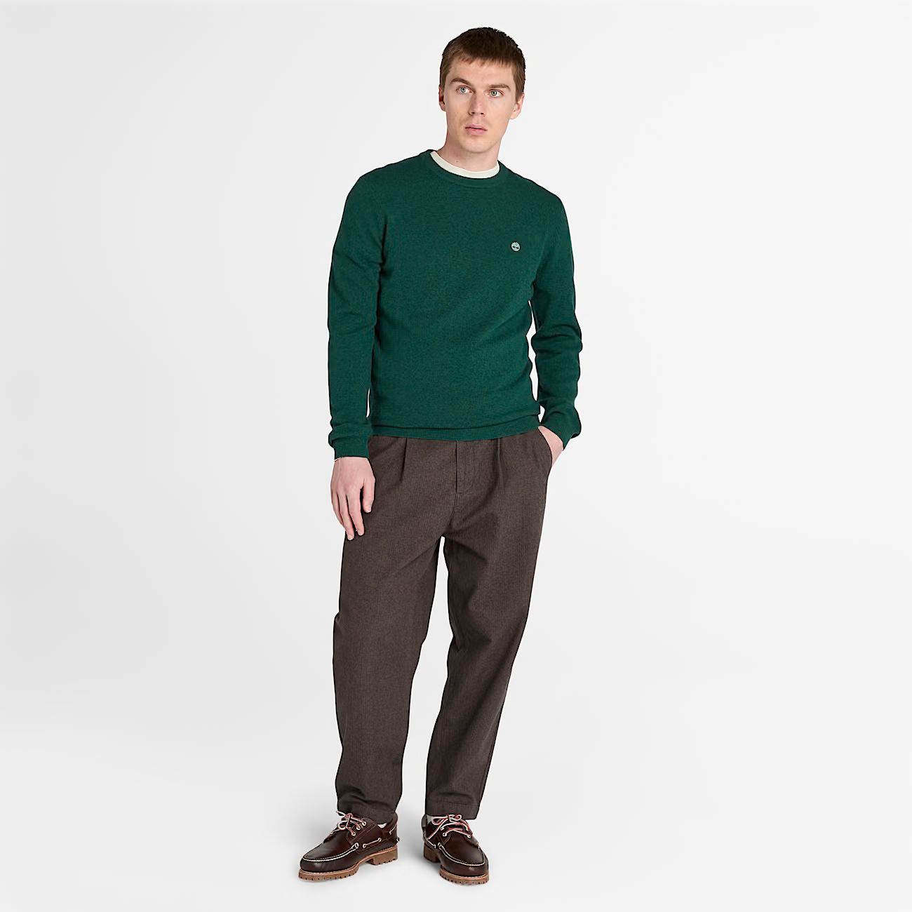 Maglia girocollo in Merino verde