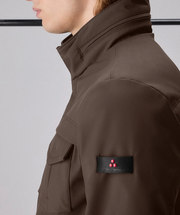 Field jacket in tessuto tecnico a tre strati Stripes Cioccolato