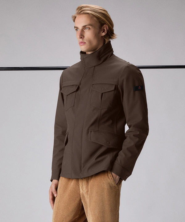 Field jacket in tessuto tecnico a tre strati Stripes Cioccolato