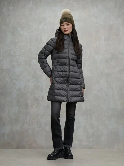 Piumino Lungo A Righe Agnes Antracite