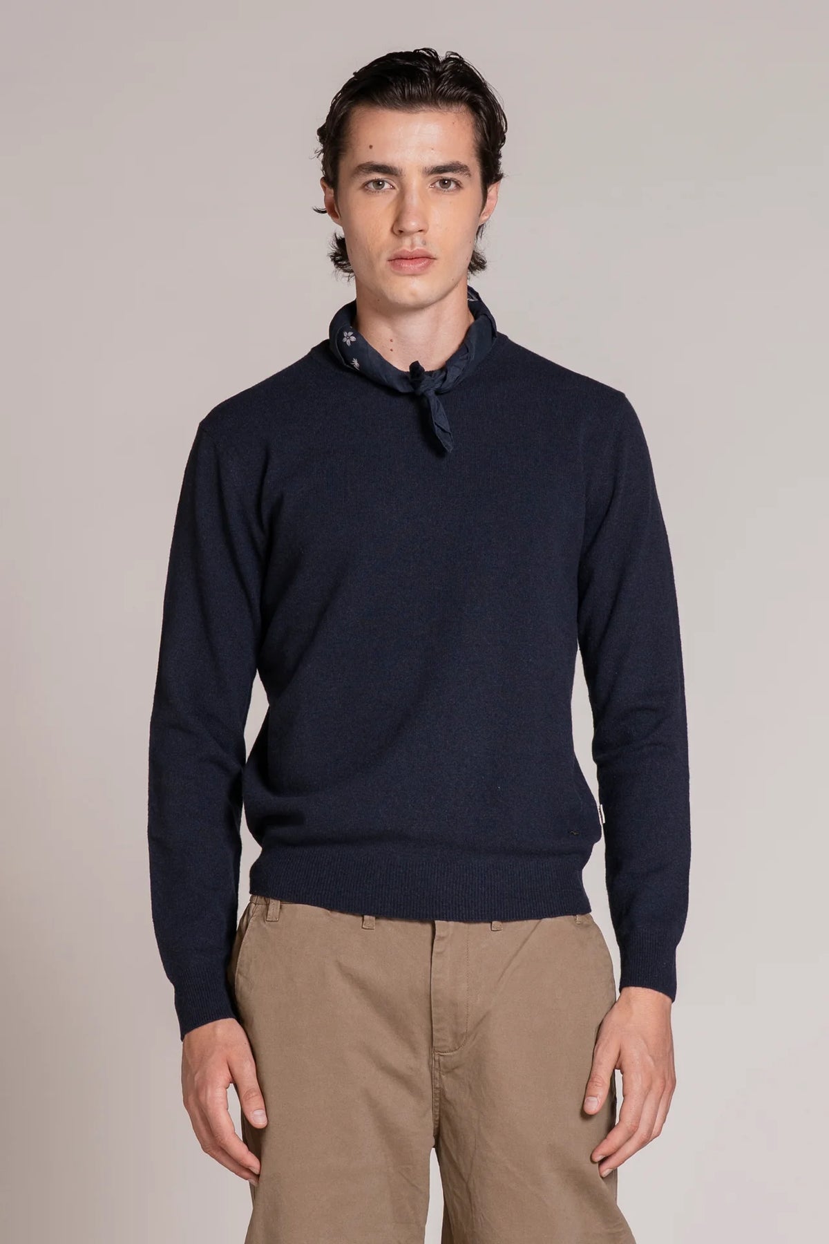 Maglia girocollo lambswool charlie blu navy