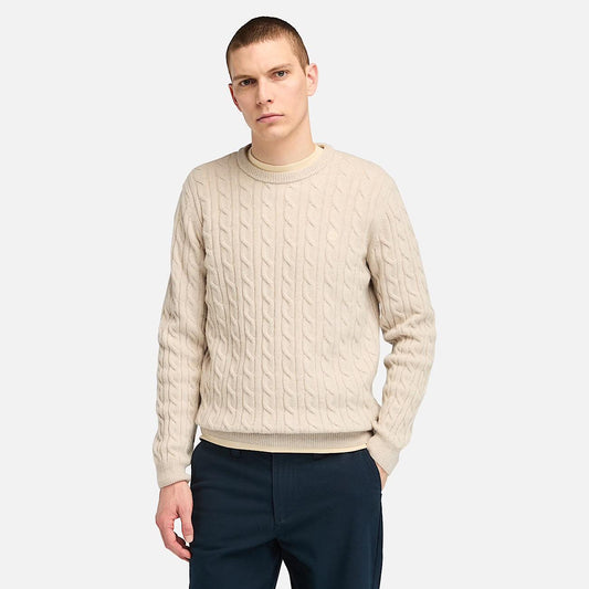 Maglione Girocollo a Trecce beige