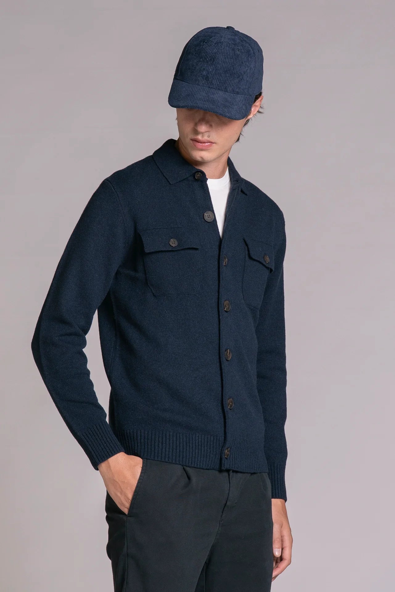 Overshirt Zack in lambswool  blu