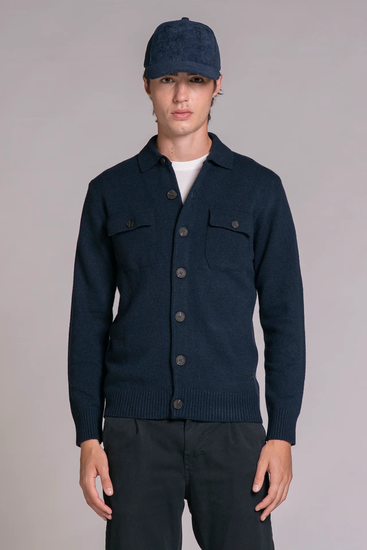 Overshirt Zack in lambswool  blu