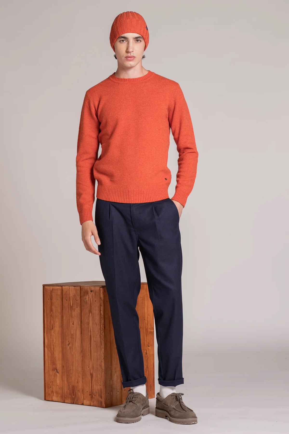 Maglia girocollo lambswool charlie arancio