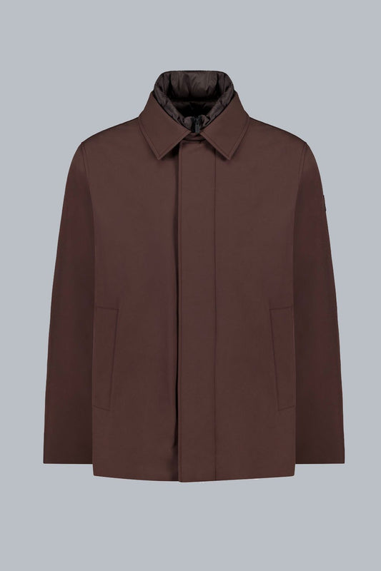 Giacca lunga collo camicia in softshell Adrar caffe