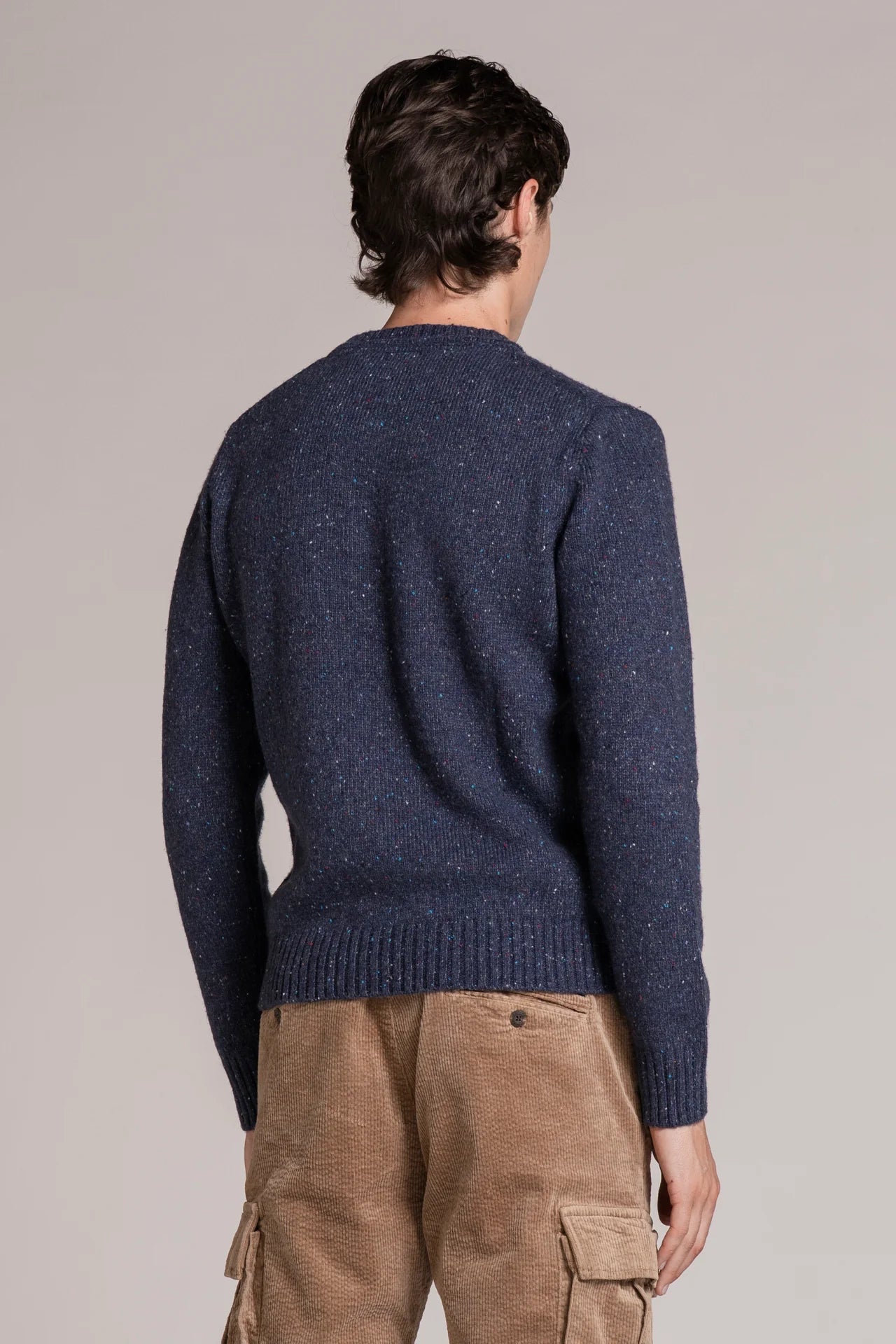 Maglia girocollo filato bottonato george blu