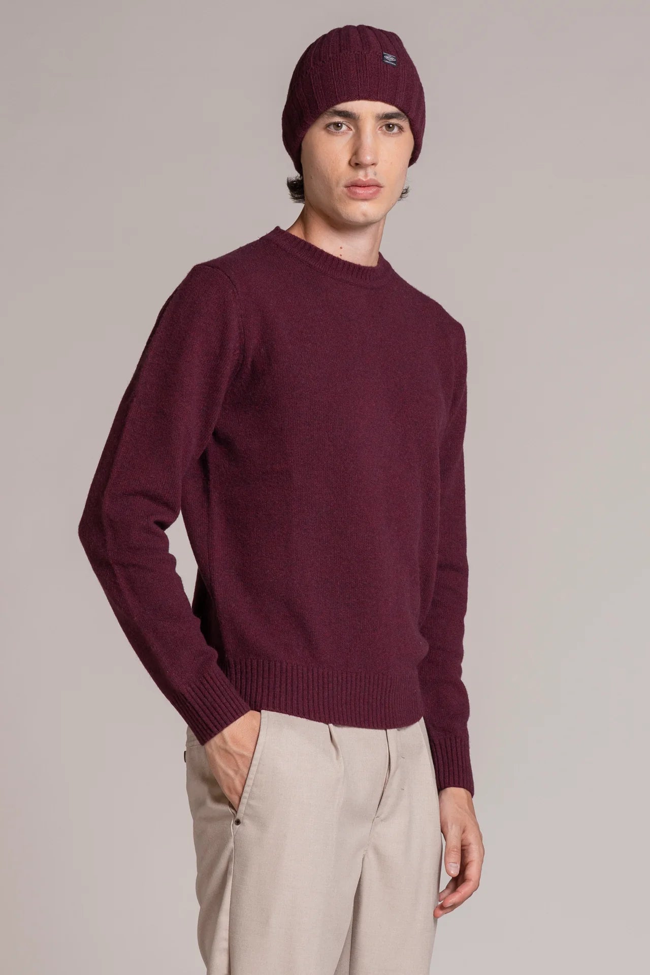 Maglia girocollo lambswool charlie bordeaux