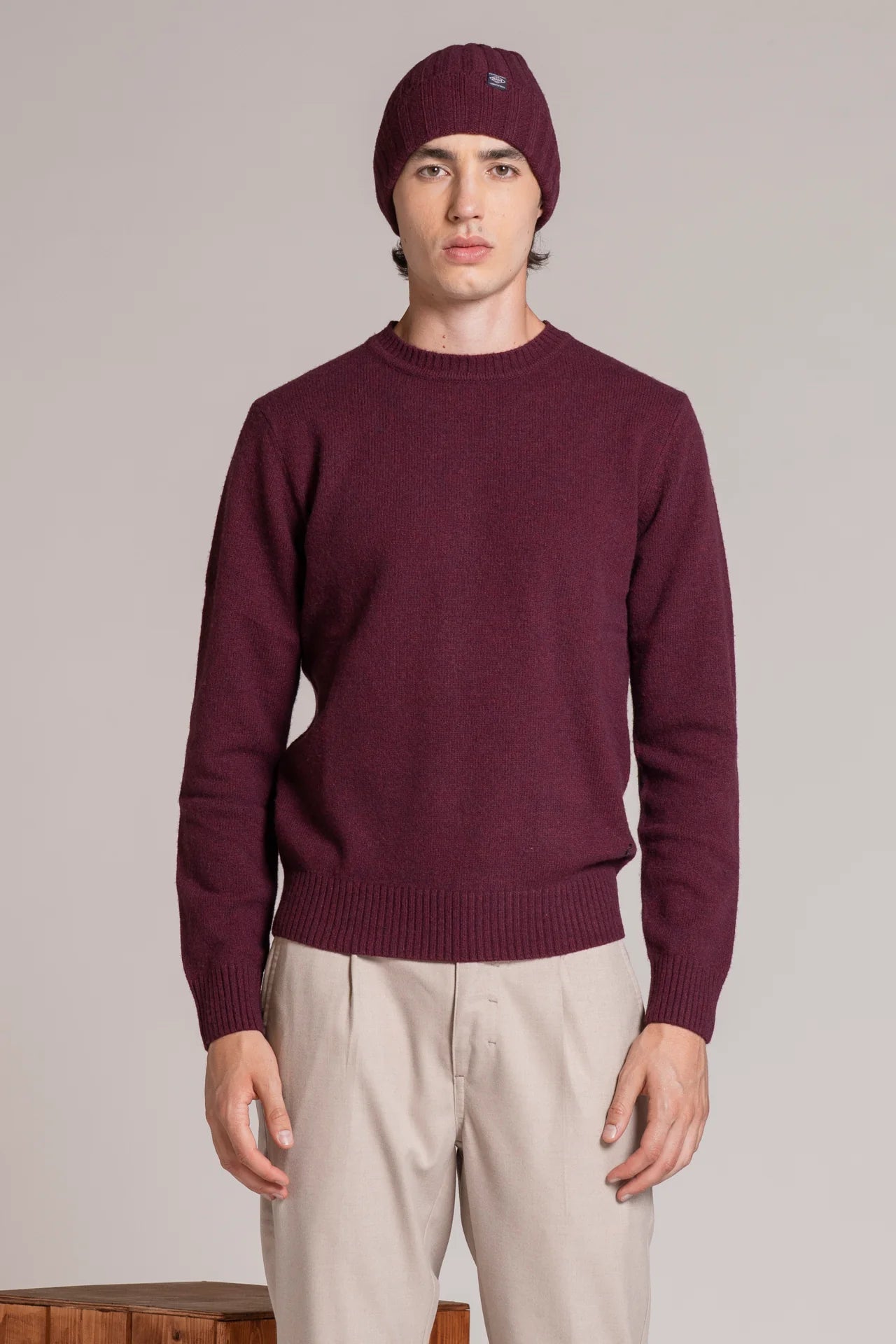 Maglia girocollo lambswool charlie bordeaux