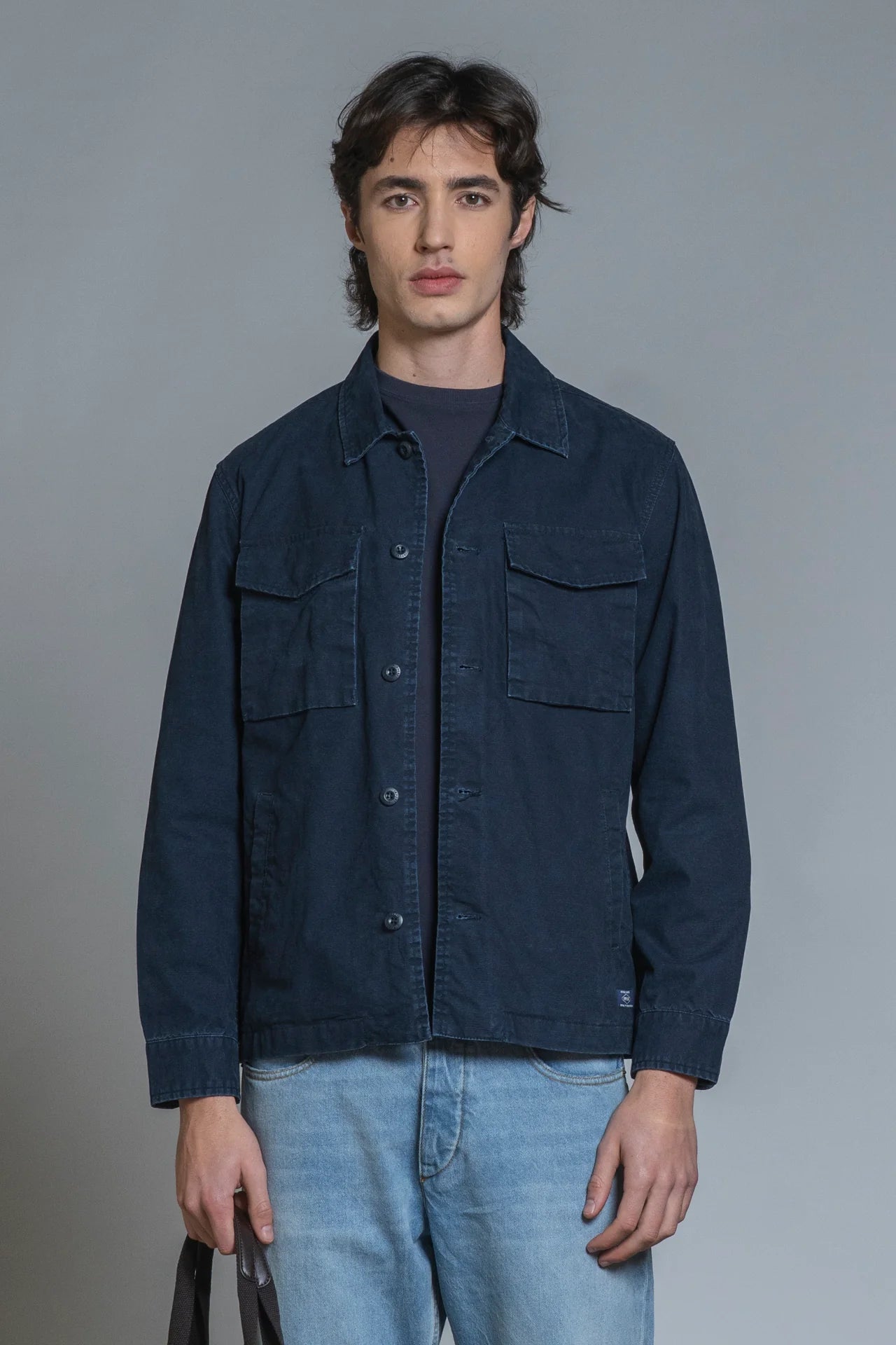 Overshirt Gator in cotone Blu