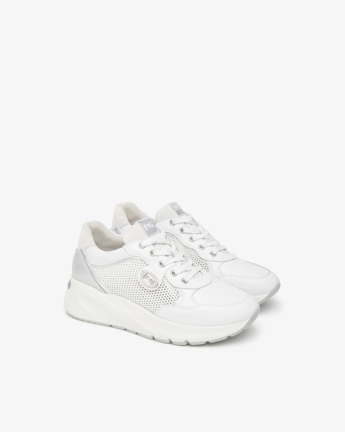 Sneakers Donna in Pelle e Materiale Tecnico E615180D Bianco