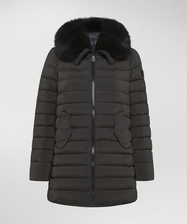 Piumino Lungo Con Pelliccia Itoka Nero