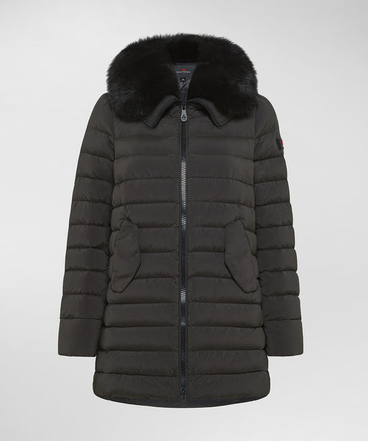 Piumino Lungo Con Pelliccia Itoka Nero