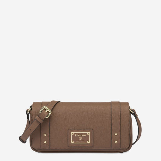 Pollini Borsa A Spalla In Vitello Serena Marrone