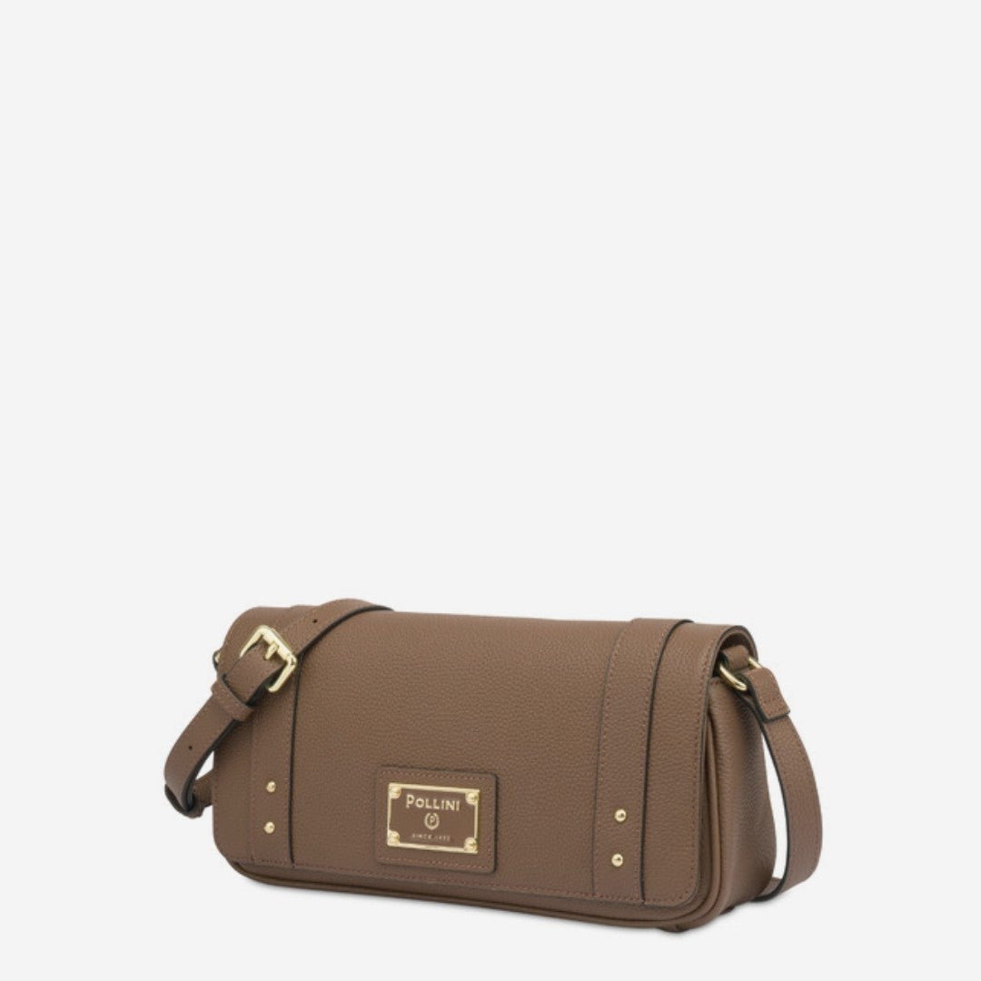 Pollini Borsa A Spalla In Vitello Serena Marrone