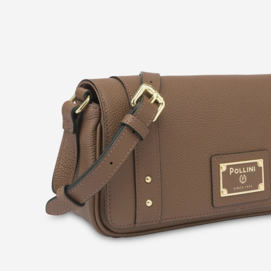 Pollini Borsa A Spalla In Vitello Serena Marrone