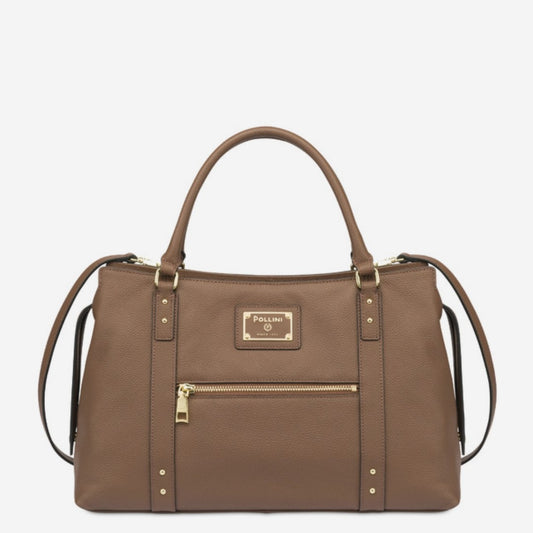 Pollini Borsa Doppio Manico Serena Marrone