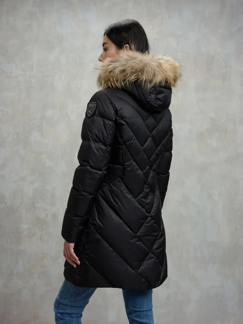 Piumino lungo linee geometriche Althea nero