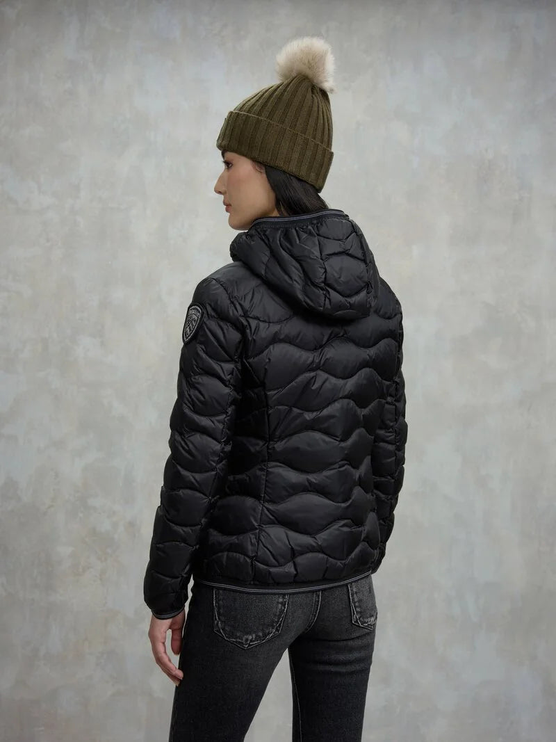 Piumino ad onde Camelia nero