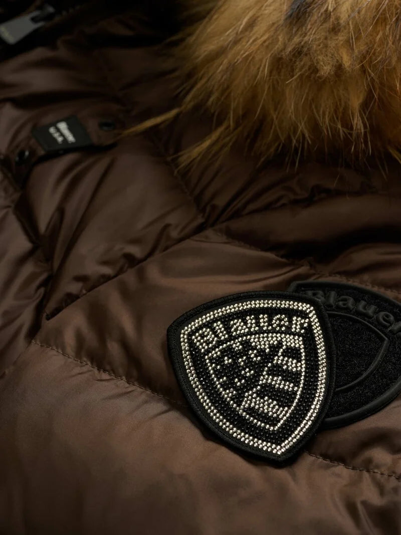 Piumino a righe Arcadia castagna