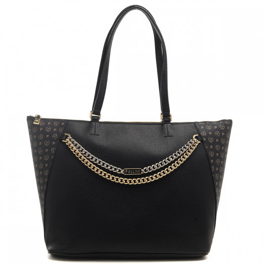 Pollini Borsa A Spalla Heritage Nero Con Accessorio Catene