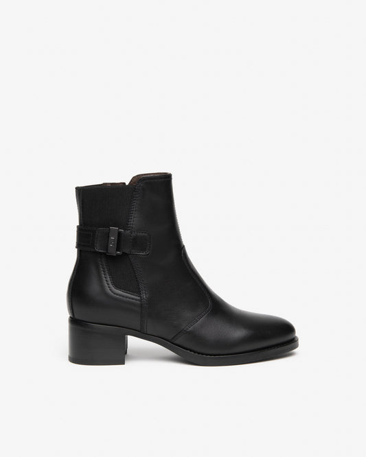 Stivaletti pelle e tessuto nero I617213