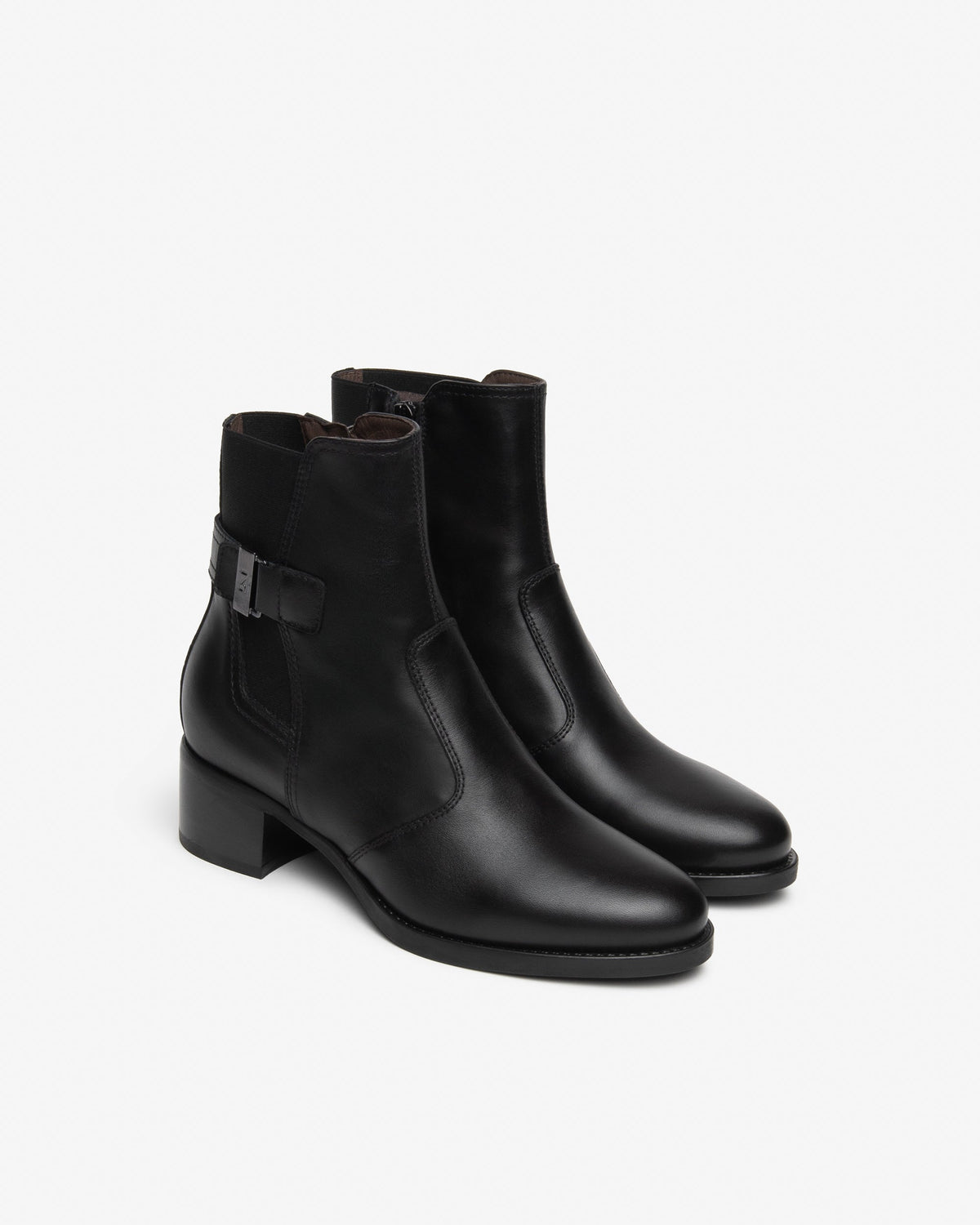Stivaletti pelle e tessuto nero I617213